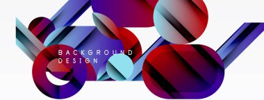 Soyut geometrik şekiller, canlı renkler, modern tasarım. Üst üste binen elementler dinamik görsel deneyim yaratır. Arkaplan eğrileri, eğrileri gösterir.