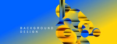 Soyut geometrik şekiller, parlak mavi ve sarı renkle örtüşür. Modern tasarım elementleri dinamik görsel doku oluşturur. Arkaplan özellikleri metin etiketleri.