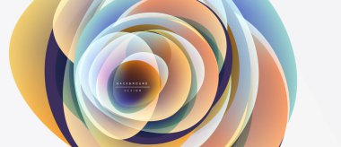 Soyut dairesel katmanlar, canlı renkler karışımı. Modern tasarım, pürüzsüz gradyanlar dinamik görsel efekt yaratır. Arkaplan ögesi.