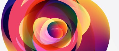 Soyut renkli katmanlar dinamik dairesel tasarım yaratır. Canlı gradyanlar harmanlanarak modern arkaplan ögesini oluşturur. Pürüzsüz şekiller hareketi, enerjiyi akla getiriyor.