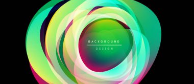 Abstract colorful layers create circular design. Vibrant hues blend, forming dynamic visual effect. Modern background element.