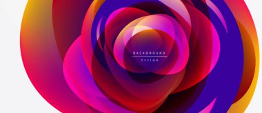 Soyut çiçek tasarımı. Canlı katmanlar dinamik ve renkli bileşimler yaratır. Modern estetik, arka planlar ve sunumlar için uygun..