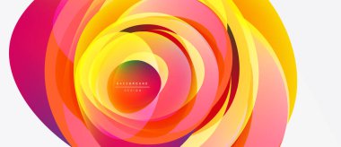 Soyut, canlı katmanlar dairesel, girdaplı bir tasarım yaratıyor. Sıcak renkler hakim, merkezden yayılıyor. Modern estetik, uygun arkaplan ögesi.