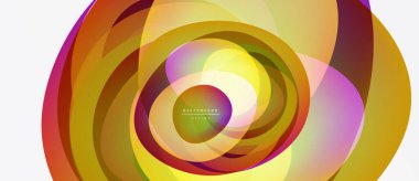 Soyut eşmerkezli çemberler, canlı renklerin karışımı. Sarı, portakal, pembe dinamik görsel efekt yaratır. Modern tasarım ögesi.