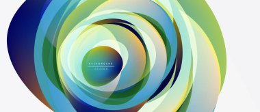 Soyut renkli katmanlar dinamik dairesel desen oluşturur. Gradyan renkler harmanlanır, canlı görsel deneyimler oluşturur. Modern tasarım ögesi.