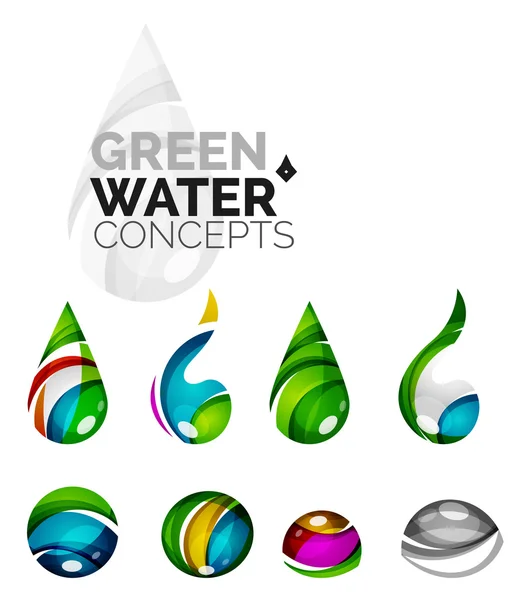 Set van abstracte eco water pictogrammen — Stockvector