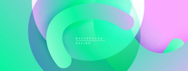 Soyut akışkan şekiller harmanlanır ve canlı gradyanlar oluşturur. Yumuşak kıvrımlar hareketi gösterir, modern tasarım estetiği.