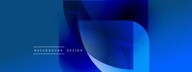 Soyut mavi tasarım üst üste binen şekiller, gradyanlar. Arka planlar, sunumlar, dijital sanat için modern estetik.