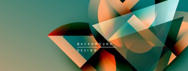 Soyut geometrik şekiller örtüşür, dinamik görsel doku oluşturur. Renkler arasında deniz mavisi, turuncu, gri, beyaz. Modern tasarım elemanları.