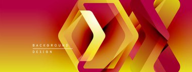 Soyut geometrik arkaplan. Üst üste binen kareler dinamik görsel efekt yaratır. Sarı renkten kırmızı renge geçişler. Modern tasarım ögesi.