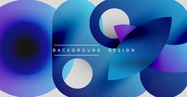 Soyut mavi tasarım, üst üste binen daireler, gradyanlar. Modern estetik, arka planlar ve sunumlar için uygun. Temiz, canlı görüntüler..