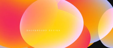Soyut renkli çemberler çakışıyor, canlı gradyanlar yaratıyor. Tasarım sıcak tonlara sahiptir, turuncu, pembe, sarı renkler. Modern estetik.