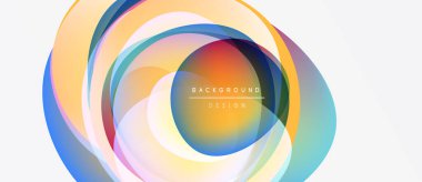 Soyut renkli katmanlar dinamik dairesel tasarım yaratır. Gradyan renkler harmanlanarak modern arkaplan ögesini oluşturur. Mevcut en küçük metin.