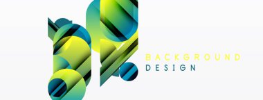 Soyut geometrik şekiller, canlı renkler, dinamik bileşim. Arka planlar ve sunumlar için modern tasarım öğesi. Temiz, şık estetik..