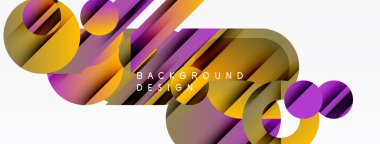 Soyut tasarım özellikleri üst üste binen daireler, dikdörtgenler. Sıcak renkler baskın gelir, dinamik görsel efekt yaratır. Modern, minimalist stil.