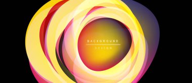 Soyut eşmerkezli çemberler, canlı renklerin karışımı. Sarı, turuncu, pembe, mor dinamik görsel efekt yaratır. Metin arkaplan tasarımı okur.