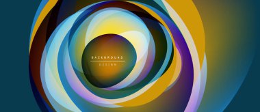 Soyut eşmerkezli çemberler, canlı renklerin karışımı. Dinamik bileşim modern görsel etki yaratır. Metin arkaplan tasarımı okur.