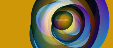 Soyut renkli girdap tasarımı. Eşmerkezli daireler dinamik görsel efekt yaratır. Altın arkaplan karşıtlık ve modern estetik sağlar.