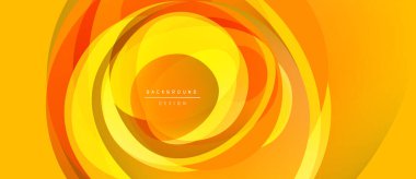 Soyut turuncu katmanlar girdap oluşturur. Parlak tasarım enerjiyi, sıcaklığı ve hareketi çağrıştırır. Metin arkaplan tasarımı okur.