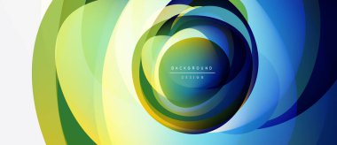 Soyut renkli katmanlar dinamik dairesel tasarım yaratır. Gradyan renkler harmanlanarak modern görsel efekt oluşturur. Yumuşak geçişler, canlı tonlar.