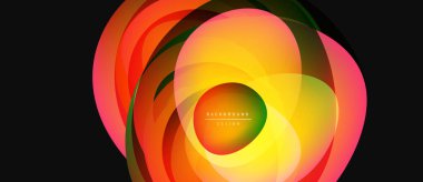 Soyut canlı katmanlar dinamik dairesel tasarım yaratır. Sıcak renkler harmanlanarak modern arkaplan oluşturur. Metin arkaplan tasarımı okur.