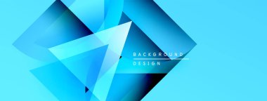 Soyut mavi geometrik şekiller kesişir. Parlak gradyanlar dinamik görsel efekt yaratır. Arkaplan ve sunumlar için uygun modern tasarım.