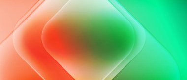 Soyut gradyanlar turuncu ve yeşil renkleri harmanlarlar. Yumuşak kıvrımlar katmanlı etki yaratır, yumuşak ışıklandırma kompozisyona hakim olur. Minimalist tasarım.