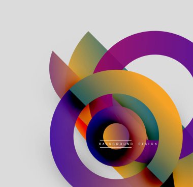 Soyut renkli daireler çakışıyor, dinamik görsel efekt yaratıyor. Modern tasarım elementleri enerji, akış, yenilik önerir.