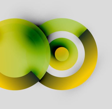 Soyut tasarım özellikleri üst üste biniyor. Sarı, yeşil, beyaz renkler dinamik görsel efekt yaratır. Minimalist kompozisyon, modern estetik.