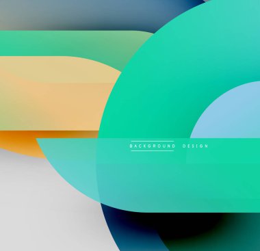 Soyut geometrik şekiller çakışıyor. Renkler arasında deniz mavisi, turuncu, mavi, gri var. Gradyan etkileri olan modern tasarım. Basit kompozisyon.