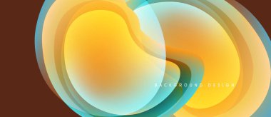 Soyut akışkan şekiller, canlı renklerin karışımı. Turuncu, turkuaz renkler dinamik görsel efekt yaratır. Modern tasarım ögesi.