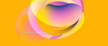 Soyut akışkan şekiller, canlı renklerin karışımı. Sarı arka plan pembe, mor renkleri tamamlar. Modern tasarım ögesi, pürüzsüz gradyanlar.