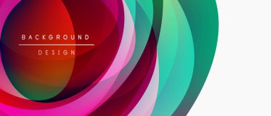 Soyut renkli katmanlar dinamik arkaplan yaratır. Üst üste binen şekiller canlı renkleri harmanlayarak modern tasarım elementini oluşturur..