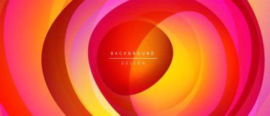 Soyut dairesel katmanlar, canlı turuncu, pembe renkler. Modern tasarım, gradyan etkisi, merkezi odak. Minimalist metin örtüsü mevcut.