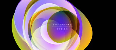 Soyut akış katmanları canlı dairesel tasarım yaratır. Renkler harmanlanır, dinamik görsel deneyim oluşturur. Modern, şık arkaplan ögesi.