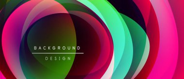 Soyut renkli katmanlar dinamik görsel efekt yaratır. Metin elementli modern tasarım, canlı gradyanlar, pürüzsüz geçişler.