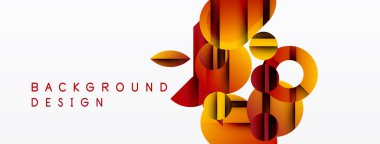 Soyut geometrik şekiller üst üste binerek sıcak turuncu ve kırmızı renkler yaratıyor. Özgeçmiş ve sunumlar için uygun minimalist tasarım.