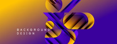 Soyut geometrik şekiller örtüşür, canlı bir gradyan arkaplan oluşturur. Sarı geçiş mor, modern tasarım öğesine.