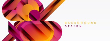 Soyut geometrik şekiller, canlı renkler, dinamik bileşim. Modern tasarım ögeleri görsel olarak çekici bir arkaplan oluşturur.