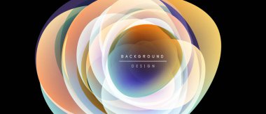 Soyut katmanlı şekiller canlı dairesel tasarım yaratır. Renkler karışır, yumuşak eğimler oluşturur, metin merkeziyle. Modern, dinamik görsel.