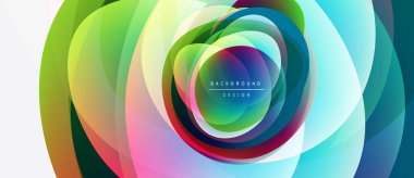 Abstract colorful layers create circular design. Vibrant hues blend, forming dynamic visual effect. Modern background element.
