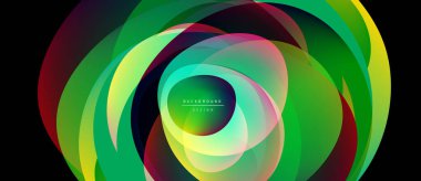 Soyut renkli katmanlar dinamik dairesel desen oluşturur. Canlı gradyanlar harmanlanarak modern arkaplan tasarımı oluşturur. Yumuşak geçişler, zarif kompozisyon..