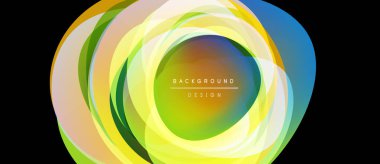 Abstract colorful layers create circular design. Vibrant hues blend, forming dynamic visual effect. Modern background element.