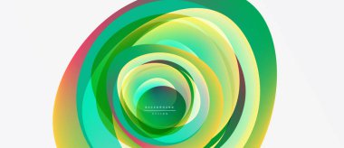 Abstract layered shapes create vibrant circular design. Colors blend, forming dynamic visual effect. Modern background element.