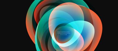 Soyut renkli katmanlar dinamik görsel efekt yaratır. Üst üste binen daireler modern arkaplan tasarımı, canlı renkler sunar.