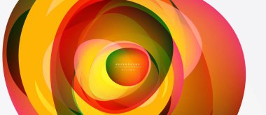 Soyut renkli girdaplar dinamik dairesel desen oluşturur. Parlak renkler harmanlanır, canlı görsel deneyimler oluşturur. Modern tasarım ögesi.