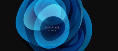 Soyut mavi katmanlar dinamik arkaplan oluşturur. Yumuşak eğimler, akış şekilleri hareketi, derinliği akla getiriyor. Metin arkaplan tasarımı okur.
