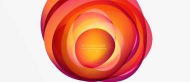 Soyut turuncu katmanlar dairesel tasarım yaratır. Parlak eğimler derinliği, modern estetiği işaret ediyor. Metin arkaplan tasarımı okur.