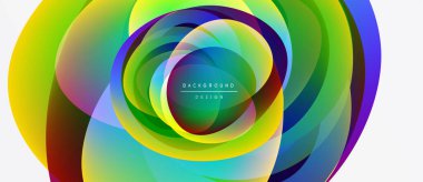 Soyut renkli katmanlar dinamik dairesel tasarım yaratır. Titreşimli gradyanlar hareketi, enerjiyi, modern estetiği akla getiriyor.