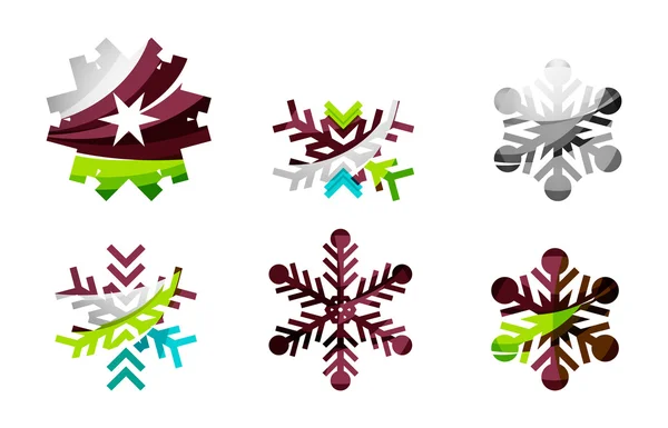 Conjunto de logotipo colorido abstrato floco de neve —  Vetores de Stock